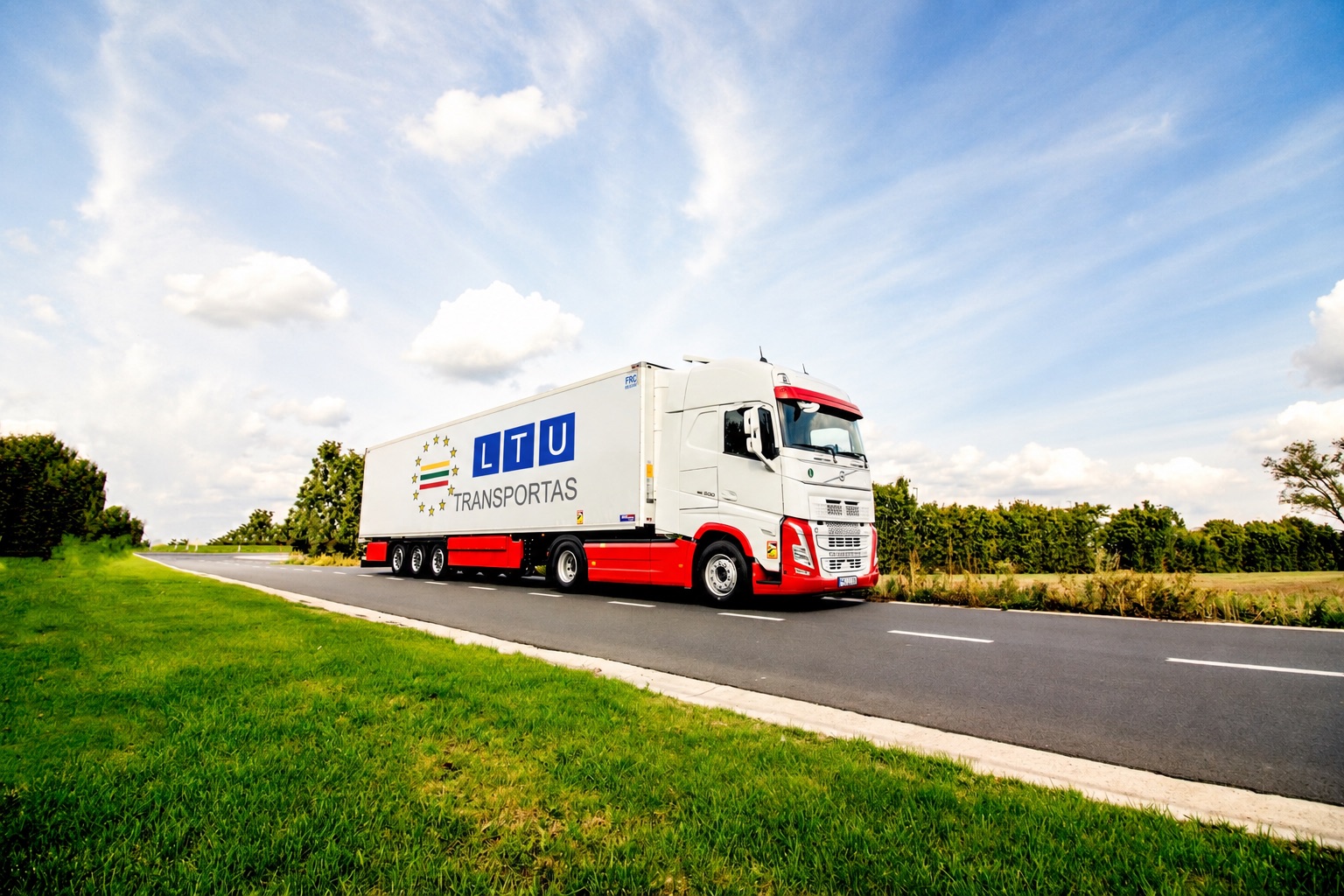 LTU Transportas truck on a European road